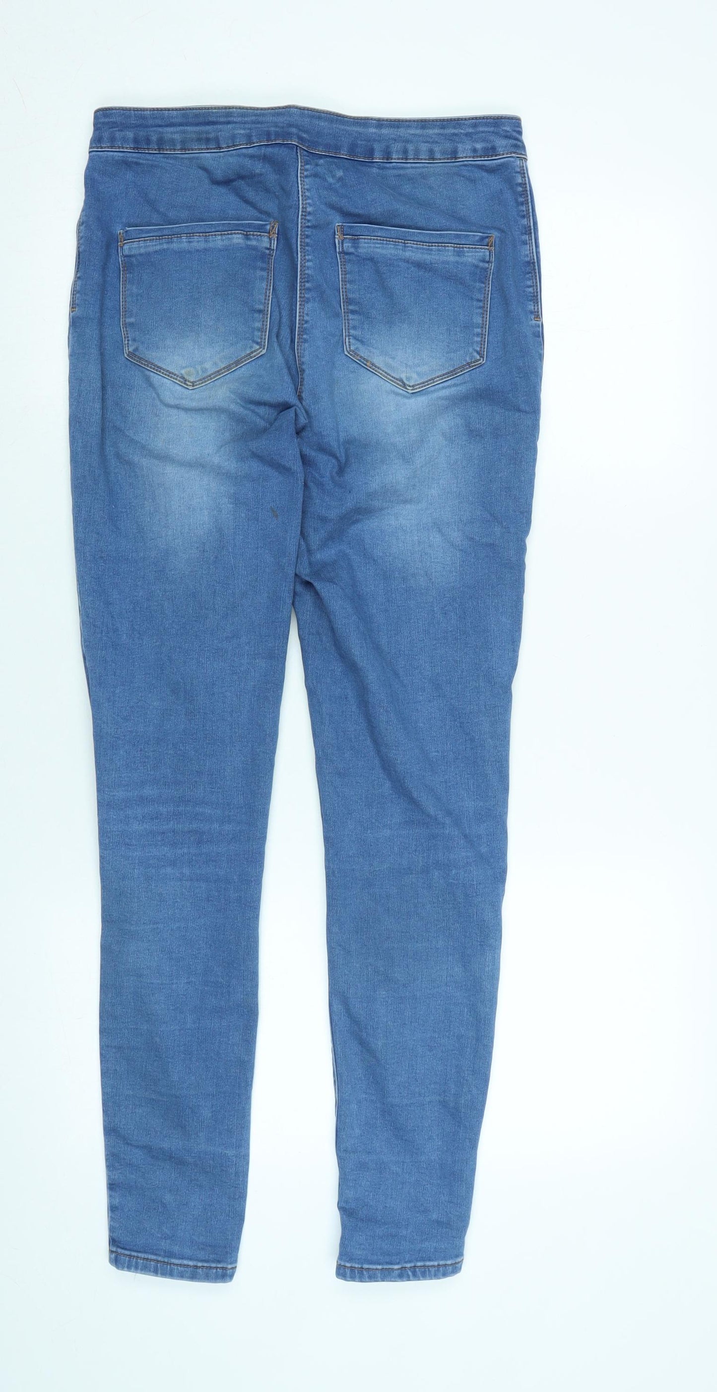 Matalan Womens Blue Cotton Blend Tapered Jeans Size 14 L29 in Regular Zip