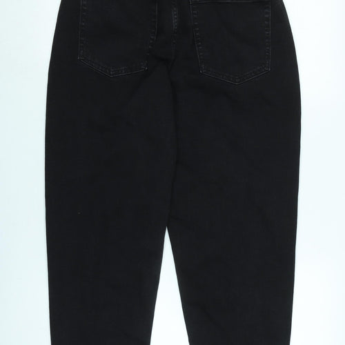 Marks and Spencer Womens Black Cotton Mom Jeans Size 12 L27 in Regular Zip