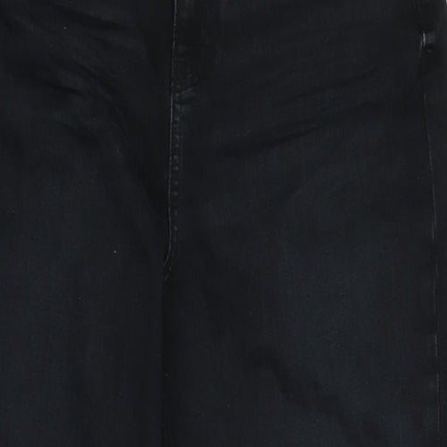 Marks and Spencer Womens Black Cotton Mom Jeans Size 12 L27 in Regular Zip