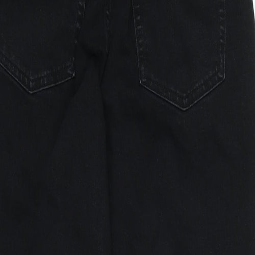 Marks and Spencer Womens Black Cotton Mom Jeans Size 12 L27 in Regular Zip