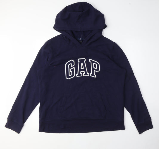 GAP Women's Blue Pullover Hoodie, Medium, Logo Accent