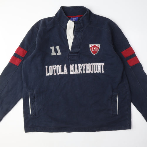Champion Men's Blue XL Henley Sweatshirt, Logo, Graphic Print