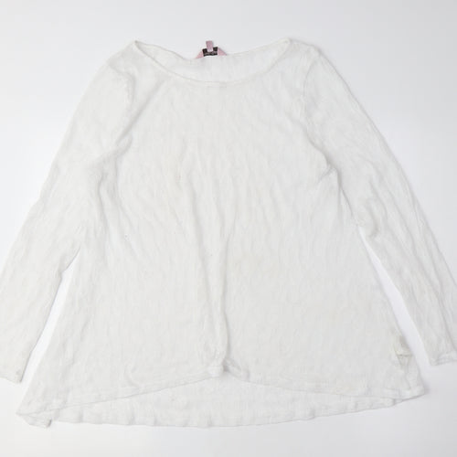 Something Navy Women's White Knit Blouse, M, Boat Neck