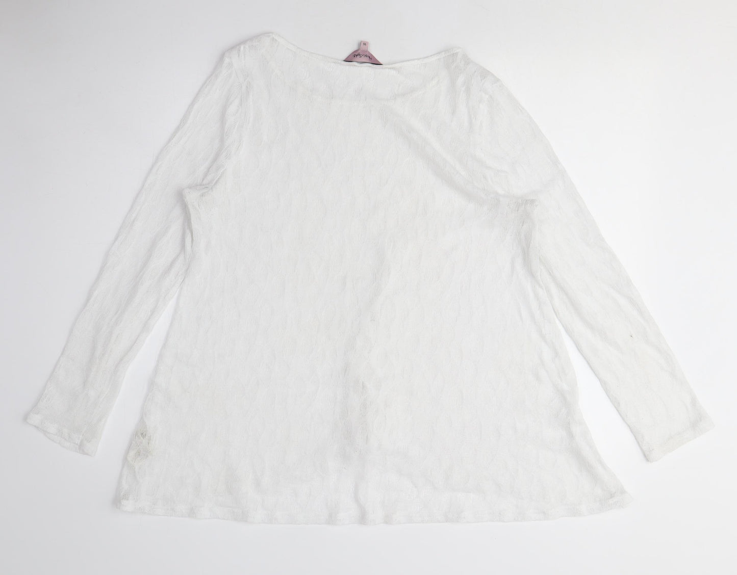 Something Navy Women's White Knit Blouse, M, Boat Neck