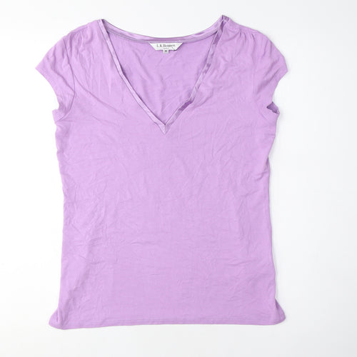 L.K. Bennett Women's Purple V-Neck T-Shirt, M, Cotton