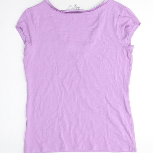 L.K. Bennett Women's Purple V-Neck T-Shirt, M, Cotton