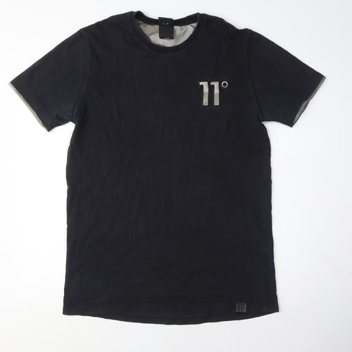 11 Degrees Black Men's T-Shirt - Large, Crew Neck, Logo