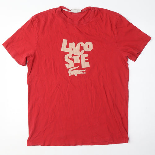 Lacoste Men's Red Graphic T-Shirt Medium