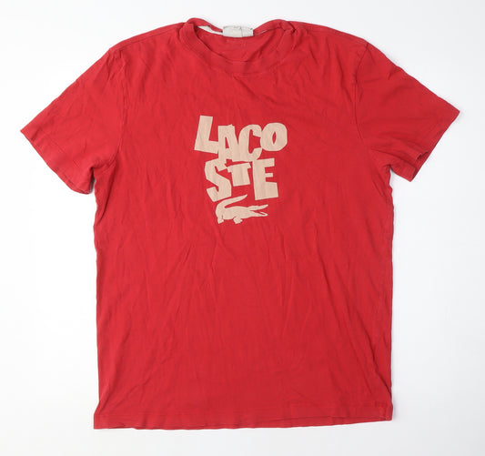 Lacoste Men's Red Graphic T-Shirt Medium