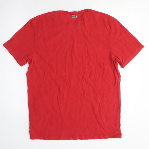 Lacoste Men's Red Graphic T-Shirt Medium