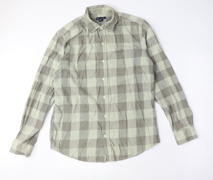 Gap Men's Medium Beige Checked Button-Up Shirt
