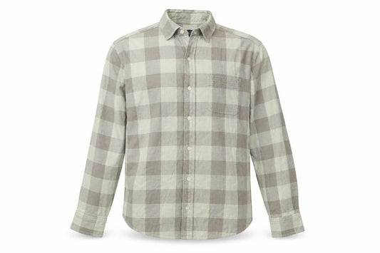 Front view of Gap Men's Medium Beige Checked Button-Up Shirt