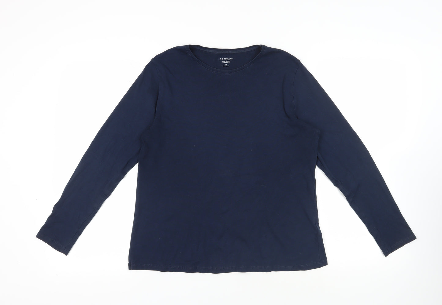 Marks and Spencer Womens Blue Cotton Basic T-Shirt Size 16 Crew Neck