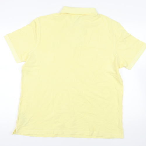 Marks and Spencer Mens Yellow Cotton Polo Size 2XL Collared Button