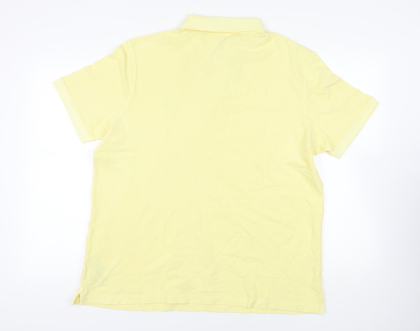 Marks and Spencer Mens Yellow Cotton Polo Size 2XL Collared Button