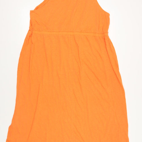 Marks and Spencer Womens Orange Linen Maxi Size 20 Round Neck Pullover - Elasticated Waist