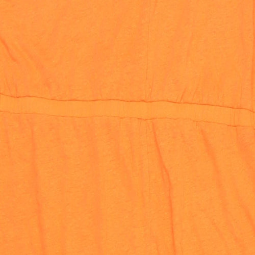 Marks and Spencer Womens Orange Linen Maxi Size 20 Round Neck Pullover - Elasticated Waist