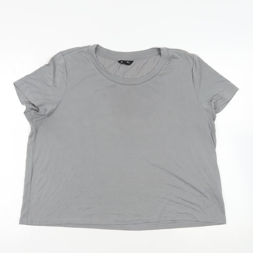 Monki Womens Grey Modal Basic T-Shirt Size XL Crew Neck