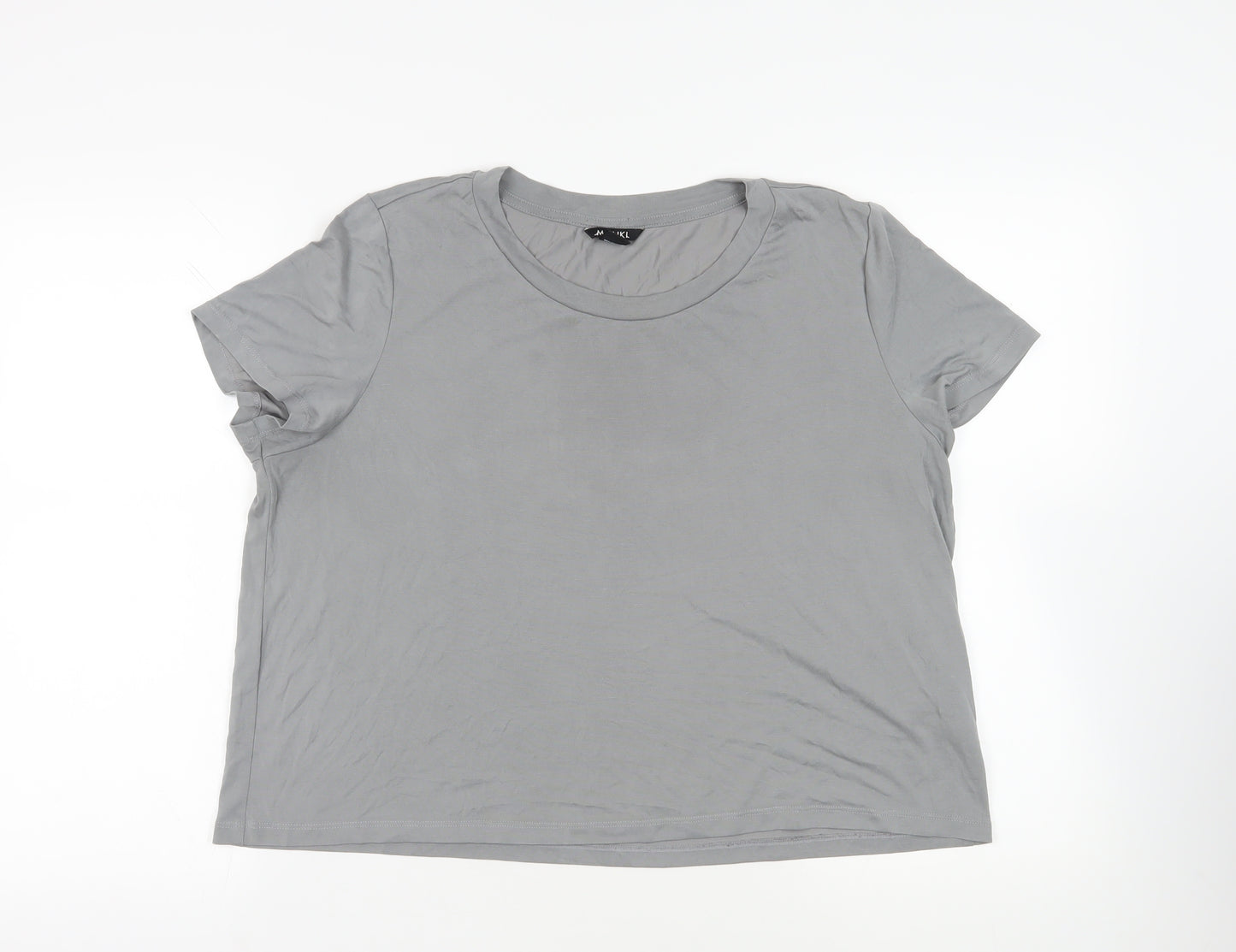 Monki Womens Grey Modal Basic T-Shirt Size XL Crew Neck