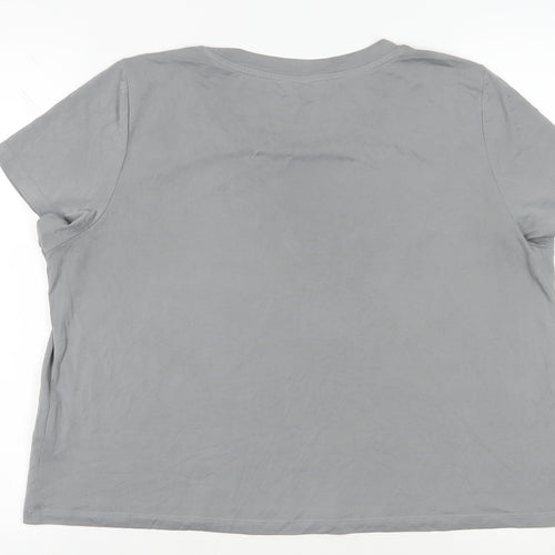 Monki Womens Grey Modal Basic T-Shirt Size XL Crew Neck