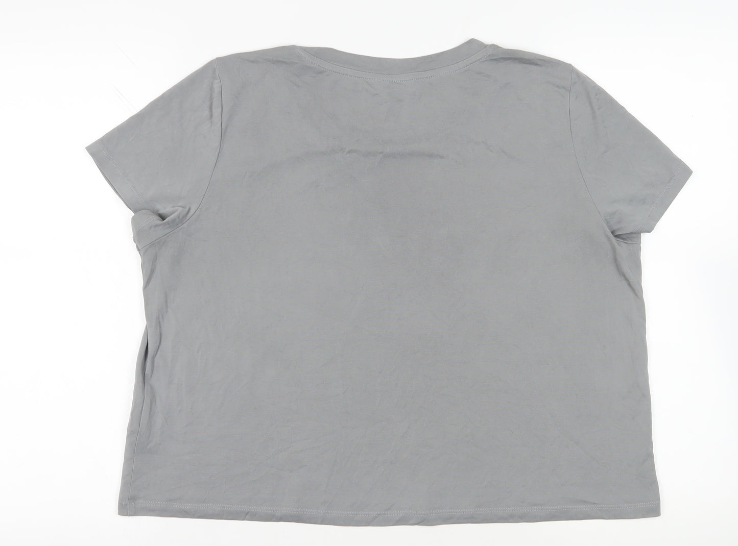 Monki Womens Grey Modal Basic T-Shirt Size XL Crew Neck