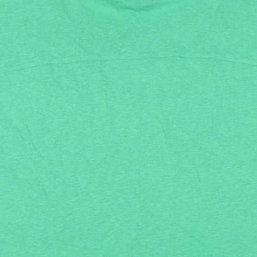 Marks and Spencer Womens Green Linen Basic T-Shirt Size 12 Crew Neck