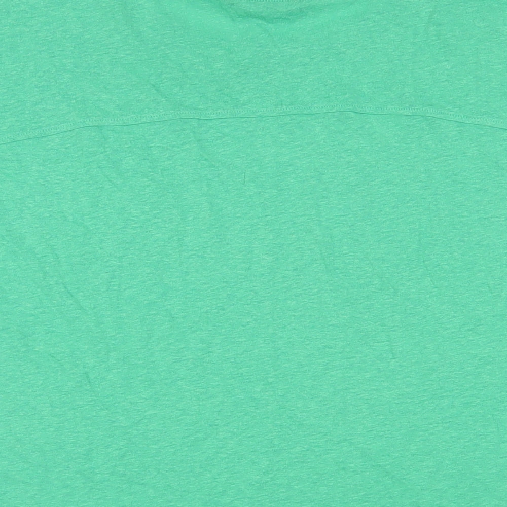 Marks and Spencer Womens Green Linen Basic T-Shirt Size 12 Crew Neck