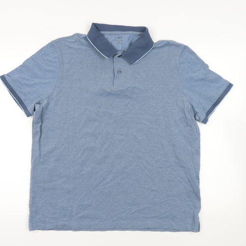 Marks and Spencer Mens Blue Cotton Polo Size 2XL Collared Button