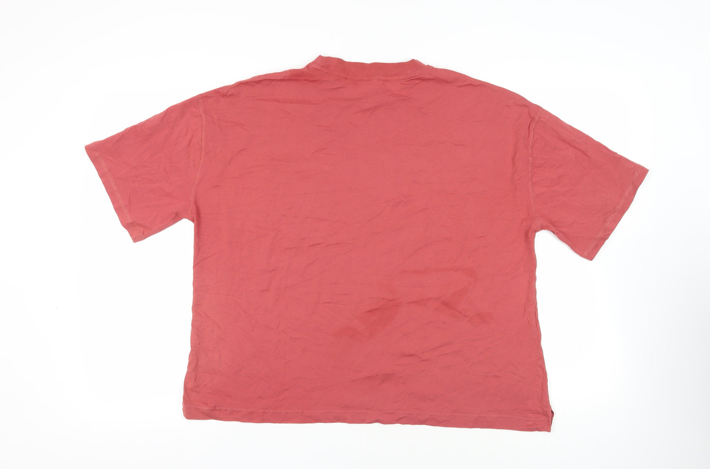 GOODMOVE Womens Pink Cotton Basic T-Shirt Size 16 Crew Neck