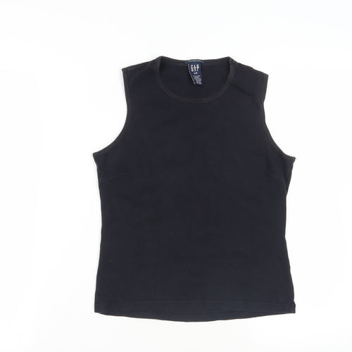 Gap Womens Black Cotton Basic Tank Size S Crew Neck