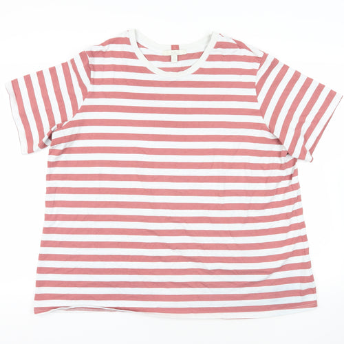 NEXT Womens Pink Striped Cotton Basic T-Shirt Size 20 Crew Neck