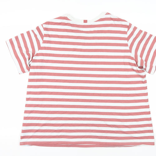 NEXT Womens Pink Striped Cotton Basic T-Shirt Size 20 Crew Neck