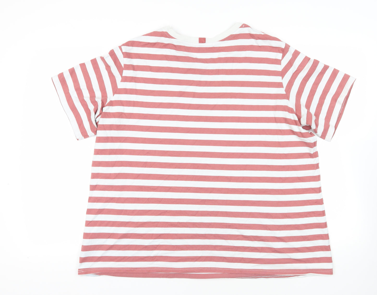 NEXT Womens Pink Striped Cotton Basic T-Shirt Size 20 Crew Neck