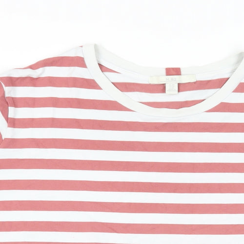 NEXT Womens Pink Striped Cotton Basic T-Shirt Size 20 Crew Neck