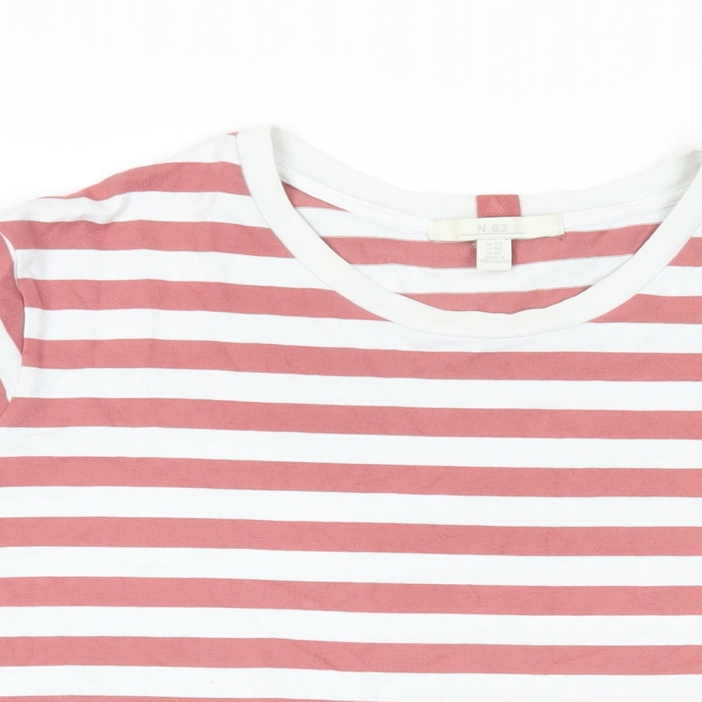 NEXT Womens Pink Striped Cotton Basic T-Shirt Size 20 Crew Neck