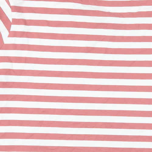 NEXT Womens Pink Striped Cotton Basic T-Shirt Size 20 Crew Neck