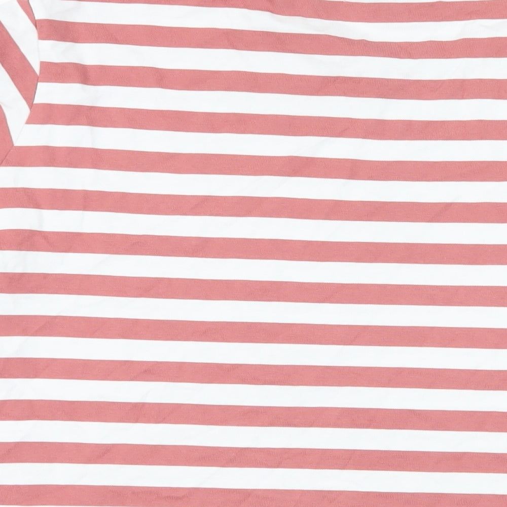 NEXT Womens Pink Striped Cotton Basic T-Shirt Size 20 Crew Neck