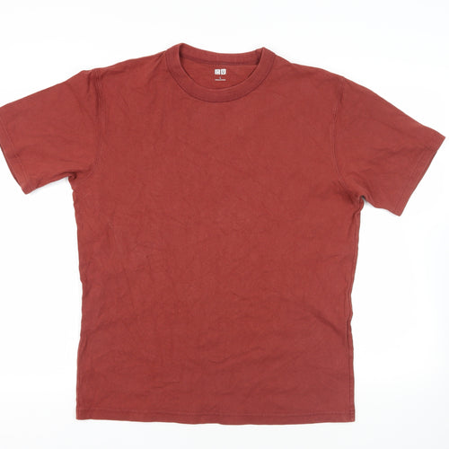 Uniqlo Mens Brown Cotton T-Shirt Size L Crew Neck