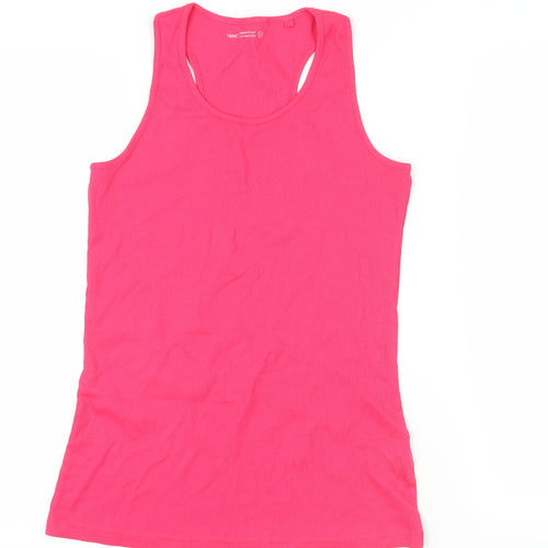 NEXT Womens Pink Cotton Basic Tank Size 12 Round Neck - Ribbed