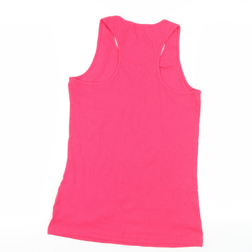 NEXT Womens Pink Cotton Basic Tank Size 12 Round Neck - Ribbed