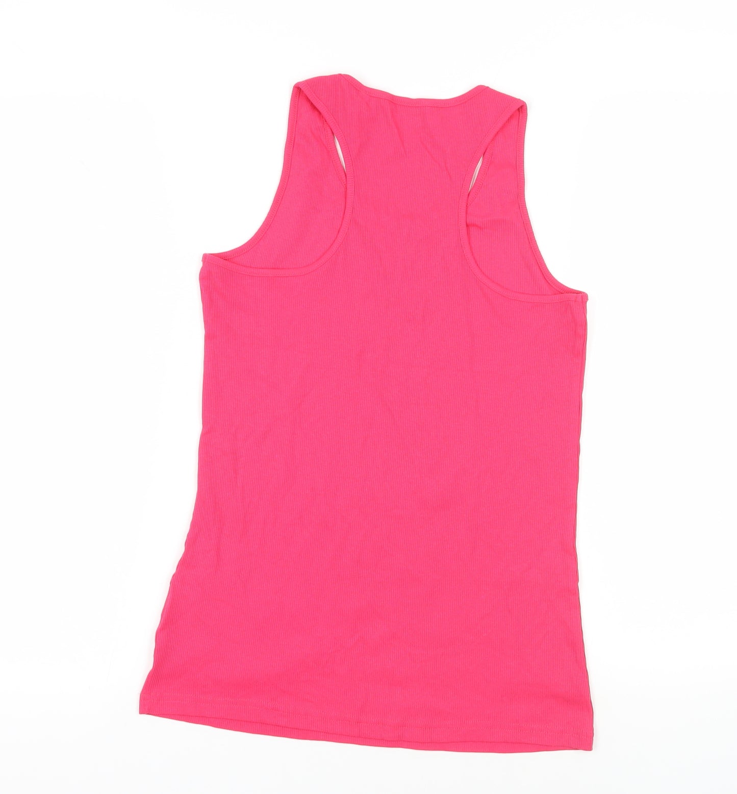 NEXT Womens Pink Cotton Basic Tank Size 12 Round Neck - Ribbed