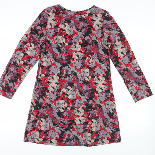 Adini Womens Multicoloured Floral Cotton A-Line Size M Round Neck Pullover - Pockets