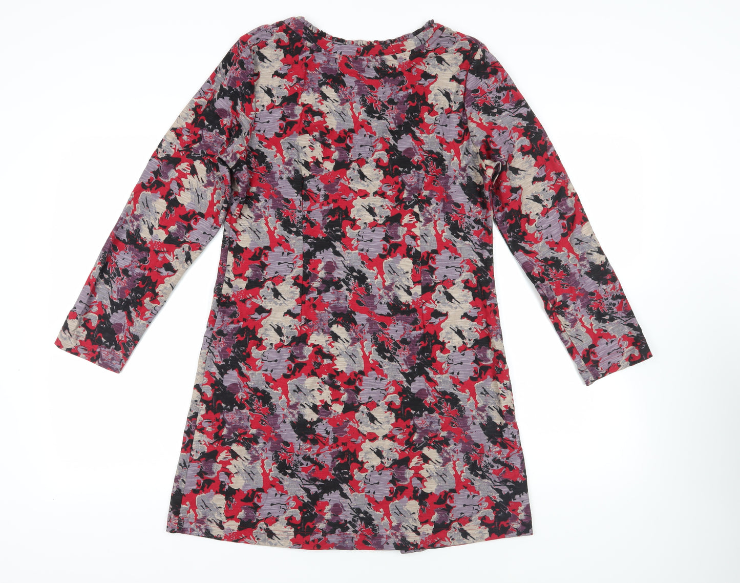 Adini Womens Multicoloured Floral Cotton A-Line Size M Round Neck Pullover - Pockets