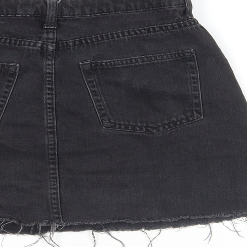 H&M Womens Black Cotton Mini Skirt Size 6 Zip - Pockets