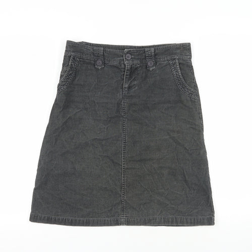 New Look Womens Grey Cotton A-Line Skirt Size 8 Zip - Pockets