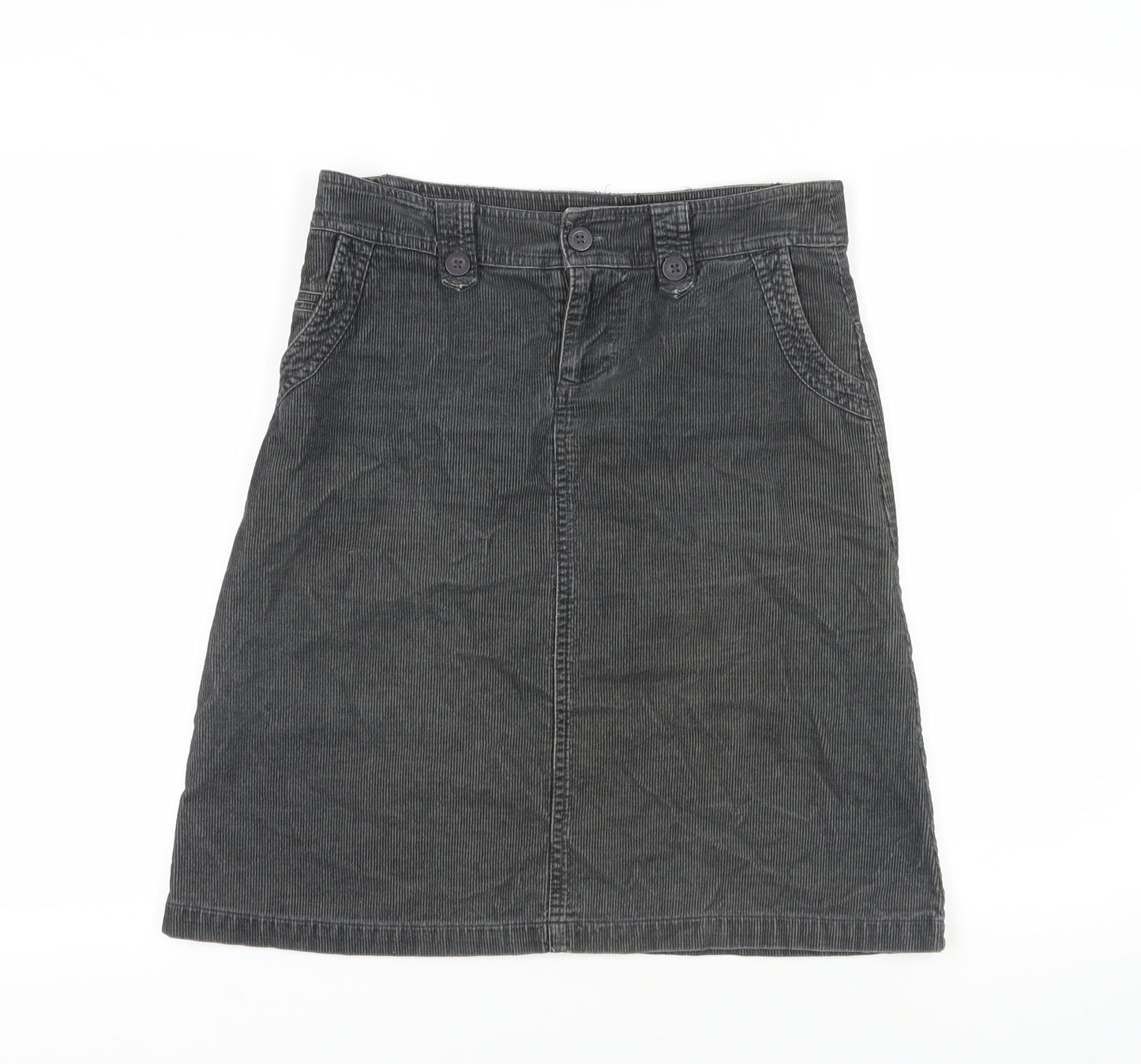 New Look Womens Grey Cotton A-Line Skirt Size 8 Zip - Pockets