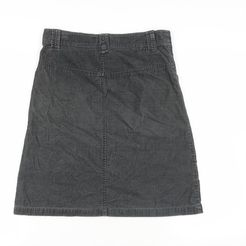 New Look Womens Grey Cotton A-Line Skirt Size 8 Zip - Pockets