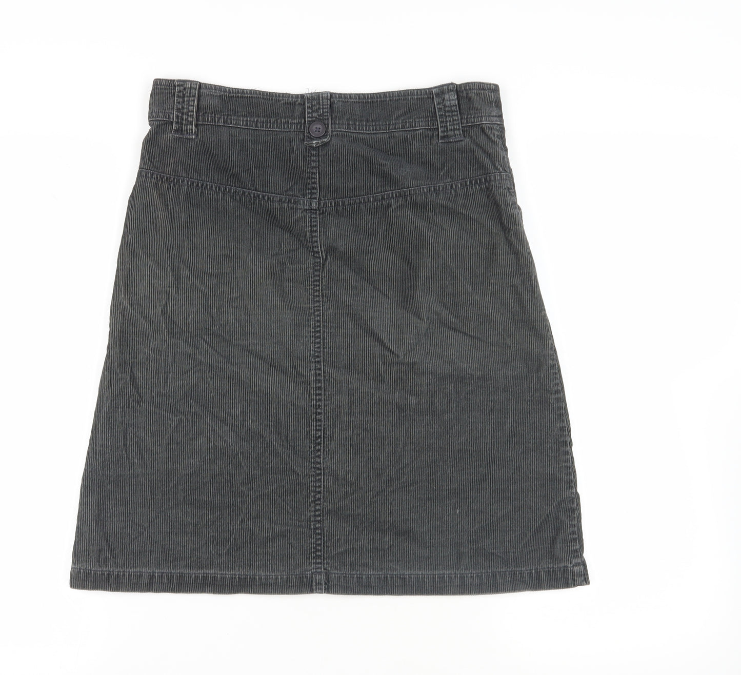 New Look Womens Grey Cotton A-Line Skirt Size 8 Zip - Pockets