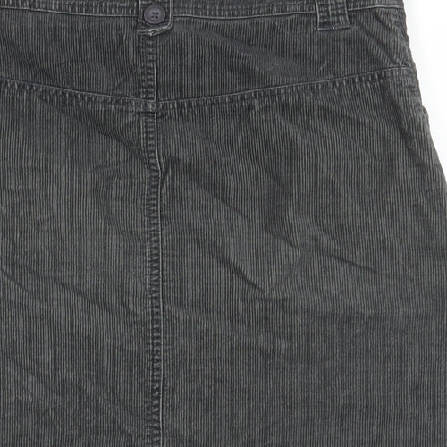 New Look Womens Grey Cotton A-Line Skirt Size 8 Zip - Pockets