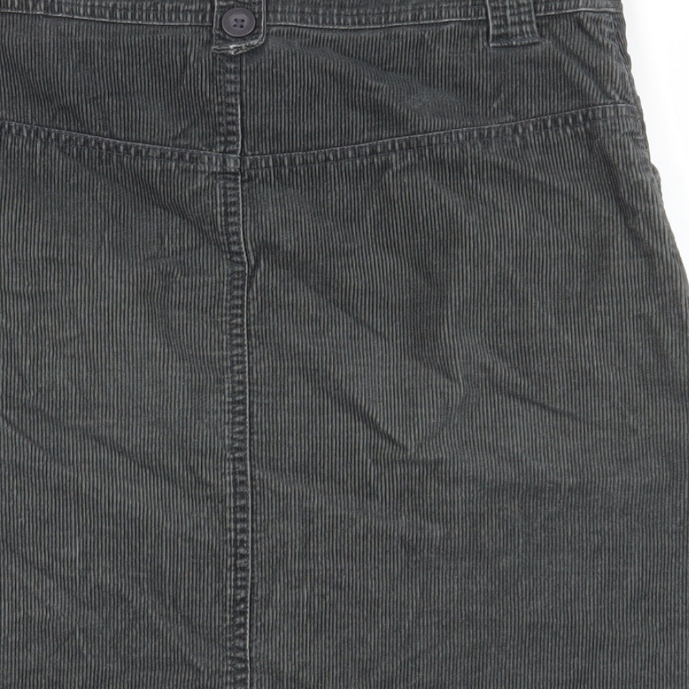 New Look Womens Grey Cotton A-Line Skirt Size 8 Zip - Pockets